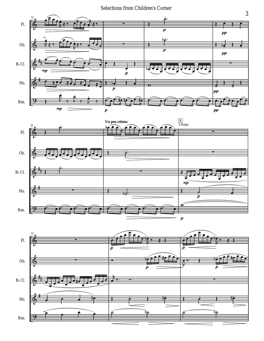 Debussy Children's Corner for Woodwind Quintet Woodwind Quintet scores gallery preview page 3