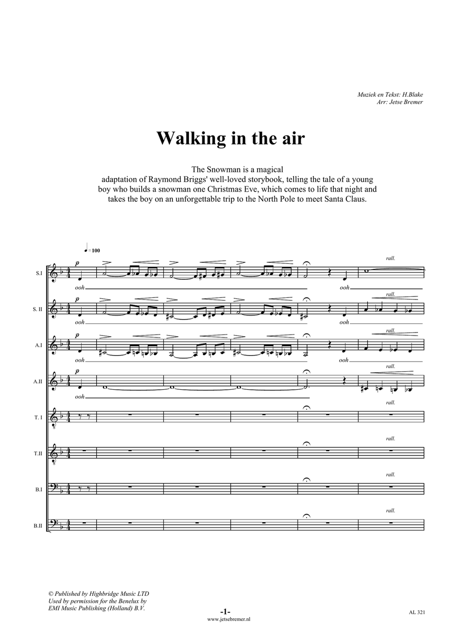 Walking In The Air A Cappella scores gallery preview page 1