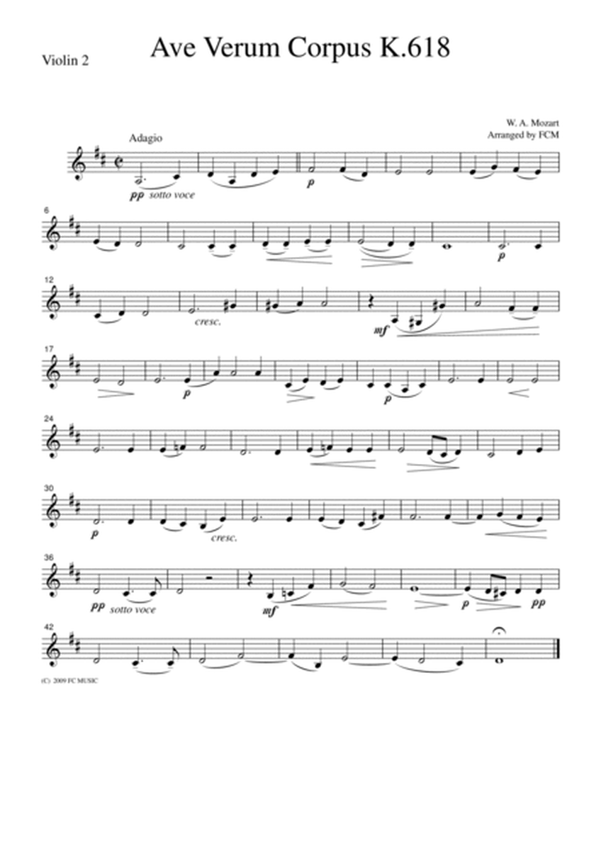 Mozart Ave Verum Corpus K.618, for string quartet, CM019 image number null