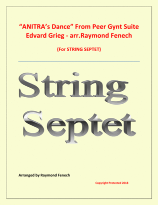 Book cover for Anitra's Dance - From Peer Gynt - String Septet (5 Violins; Viola and Violoncello)