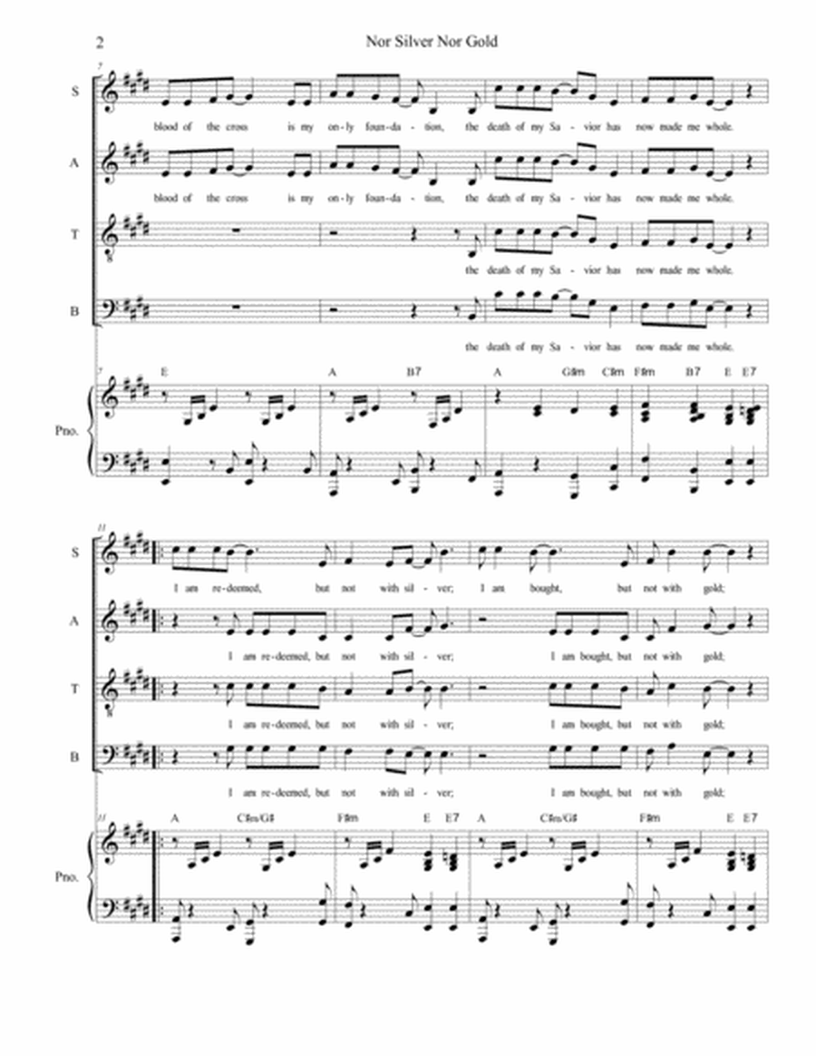 Nor Silver Nor Gold (with "Nothing But The Blood) (for SATB) image number null