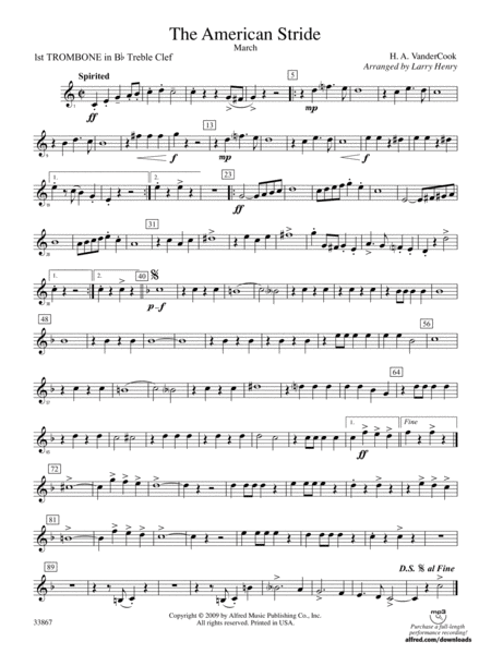 The American Stride: (wp) 1st B-flat Trombone T.C.