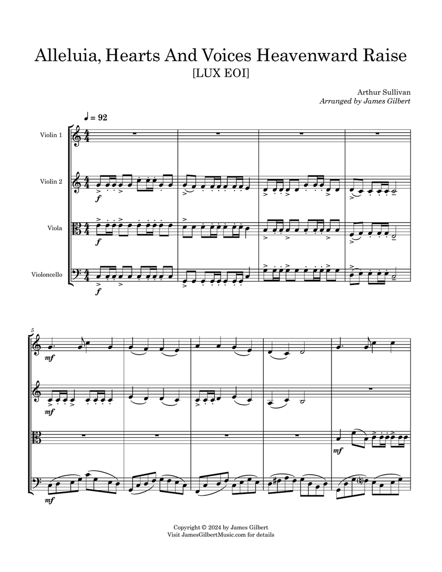 Alleluia, Hearts And Voices Heavenward Raise String Quartet scores gallery preview page 4