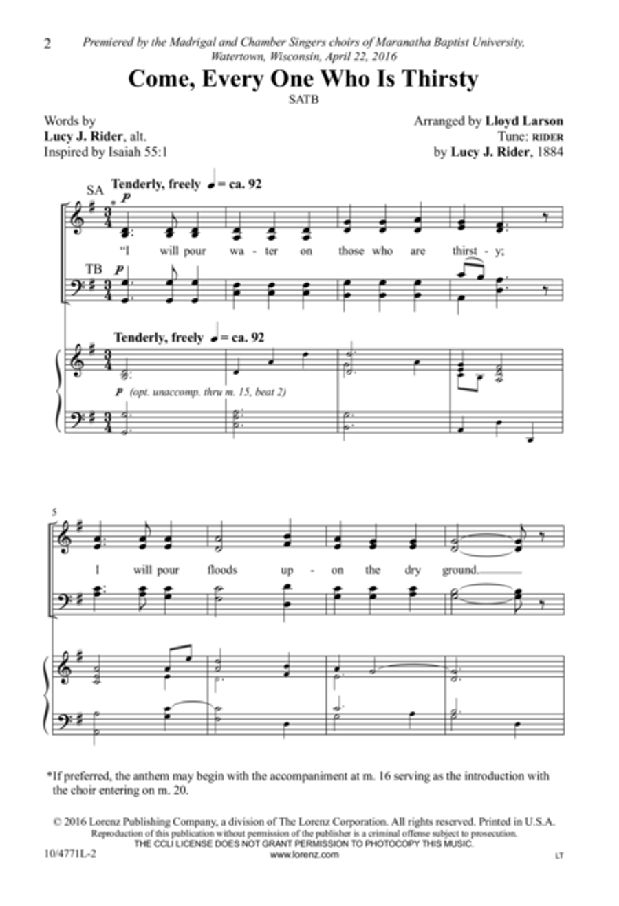 Come, Every One Who Is Thirsty 4-Part scores gallery preview page 2