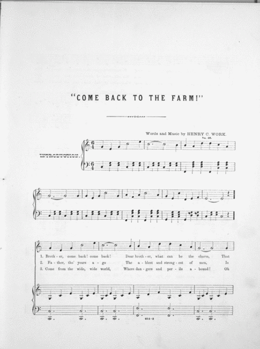Come Back to the Farm! Song and Chorus