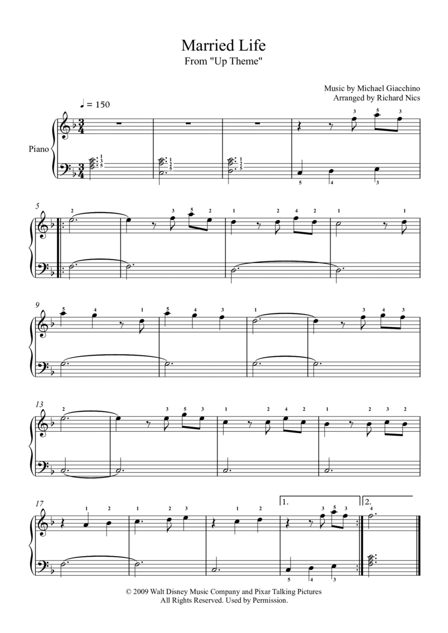 Married Life Easy Piano scores gallery preview page 1