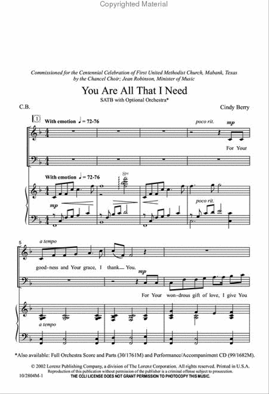 You Are All that I Need 4-Part scores gallery preview page 2