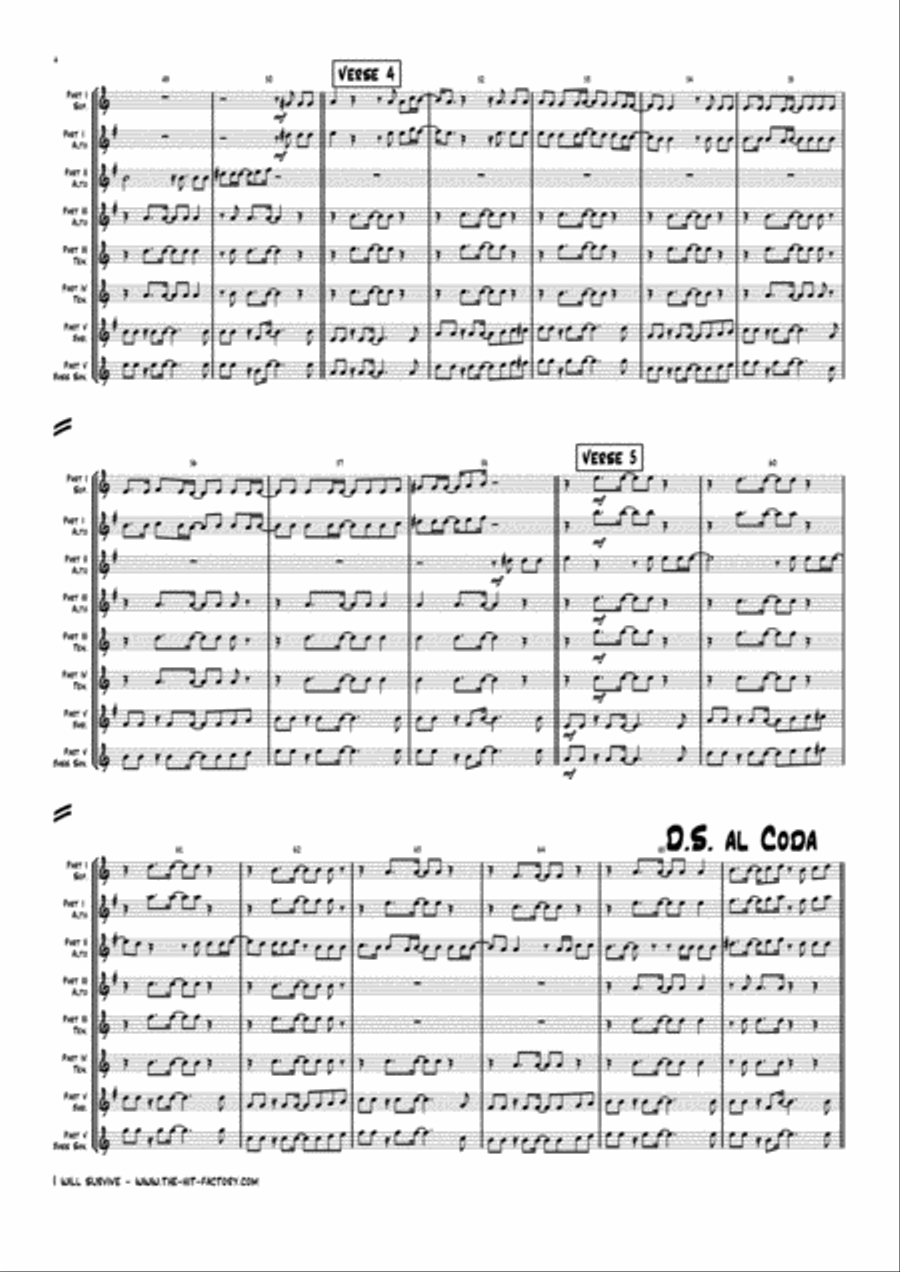 I Will Survive Saxophone Quintet scores gallery preview page 5