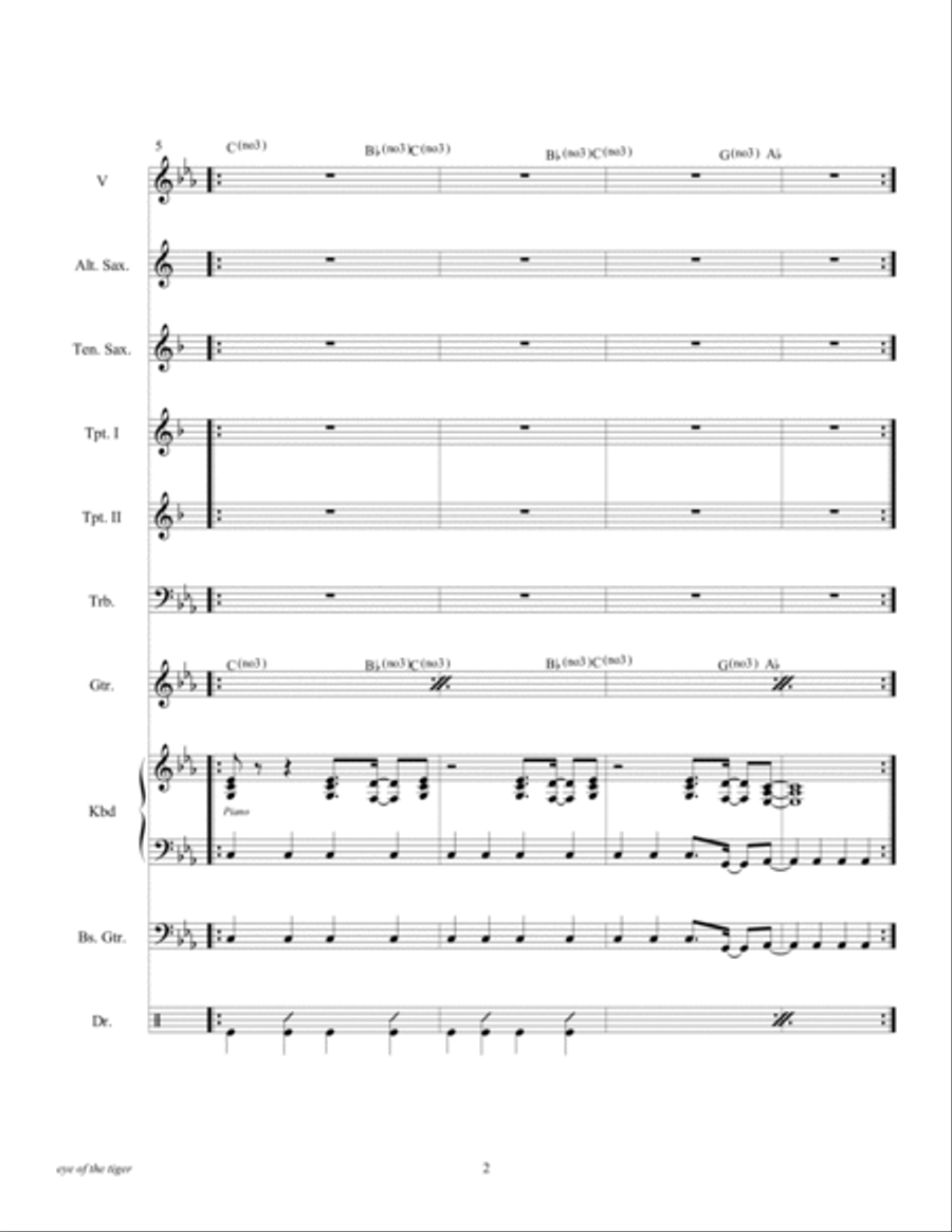 Eye Of The Tiger Tenor Saxophone scores gallery preview page 4