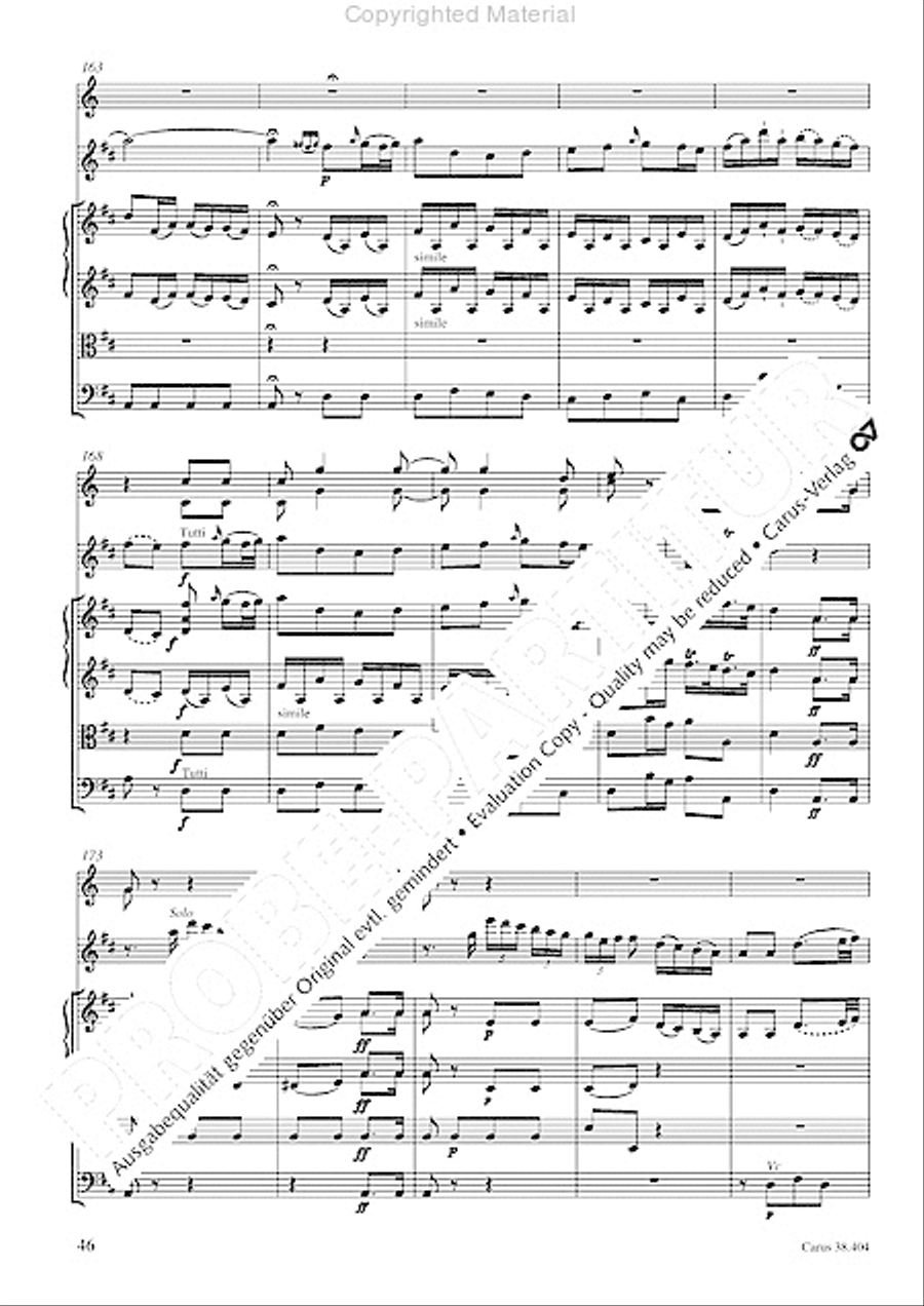 Concerto for Flute in D major (Concerto per il Flauto traverso in D / Flotenkonzert in D) Flute Solo scores gallery preview page 48