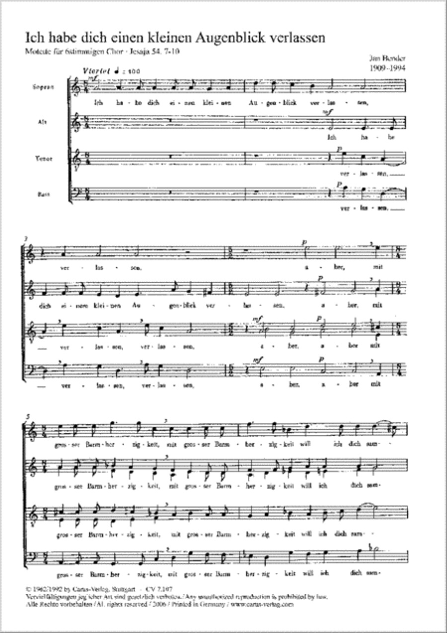 Ich habe dich einen kleinen Augenblick 4-Part scores gallery preview page 1