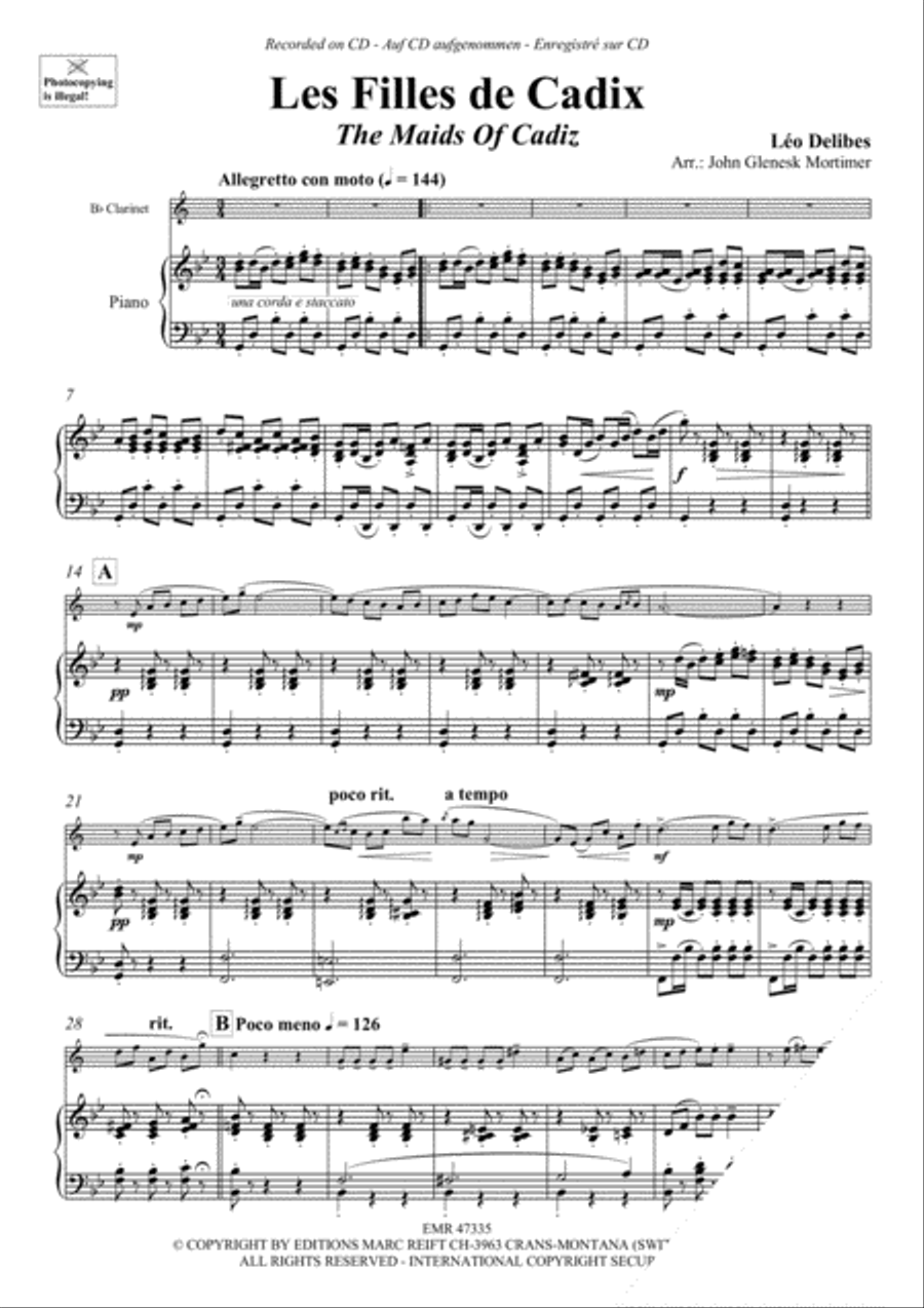 Les Filles de Cadix Clarinet Solo scores gallery preview page 3