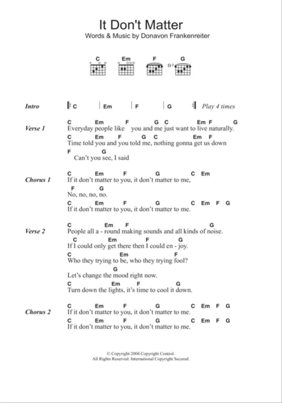 It Don't Matter Acoustic Guitar scores gallery preview page 1