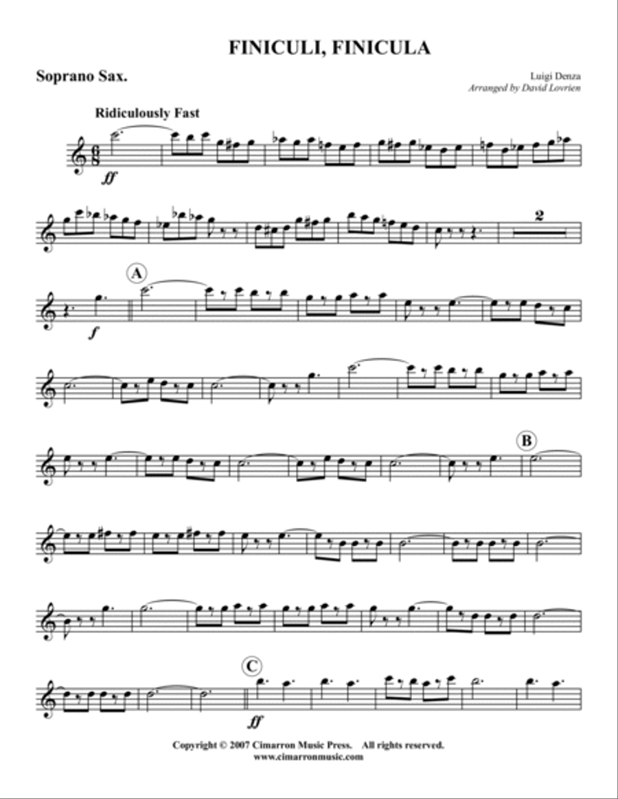 Finiculi, Finicula Saxophone Quartet scores gallery preview page 5