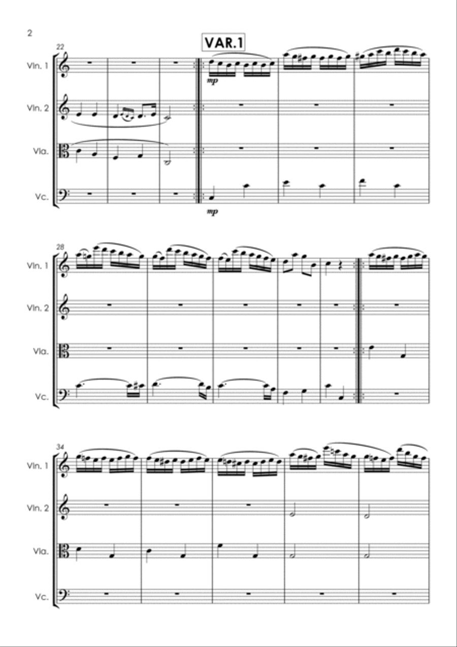 Twinkle twinkle little star 12 variations piano sheet sale
