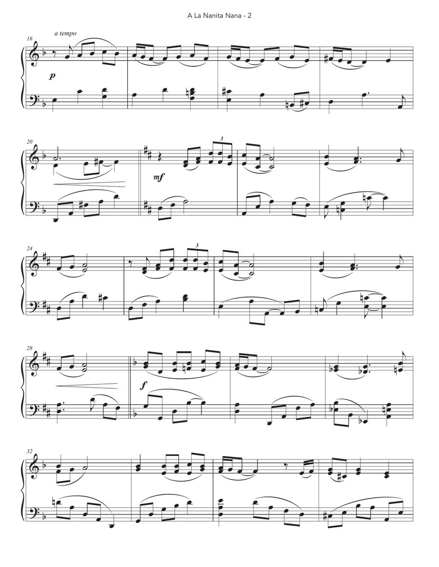 A La Nanita Nana Piano Solo scores gallery preview page 2
