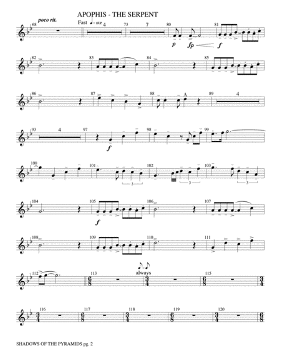 Shadows of the Pyramids: 3rd F Horn Concert Band scores gallery preview page 2