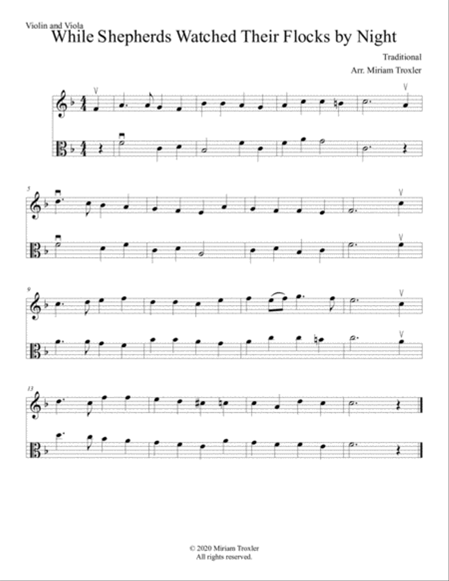 Traditional Christmas Carols for Two String Instruments: Violin and Viola String Duet scores gallery preview page 5