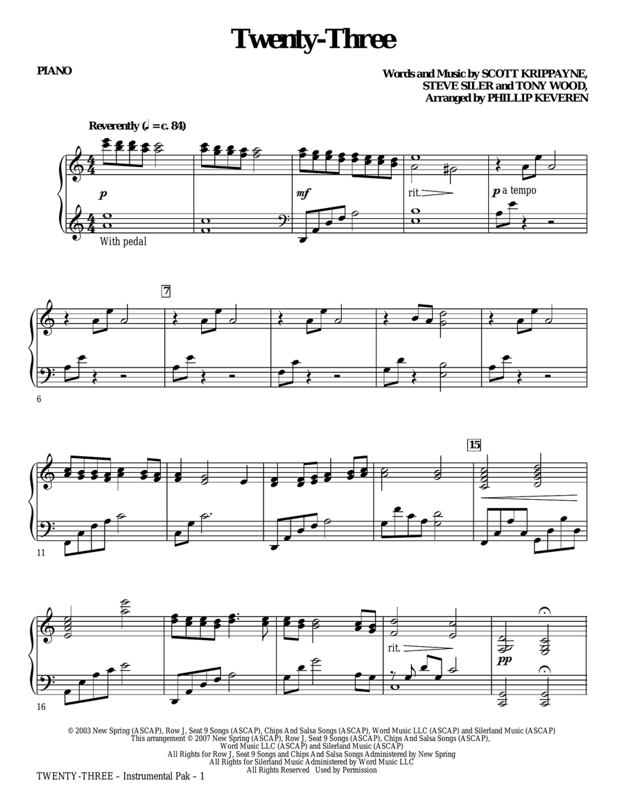Twenty-Three (arr. Phillip Keveren) - Piano Chamber Orchestra scores gallery preview page 1
