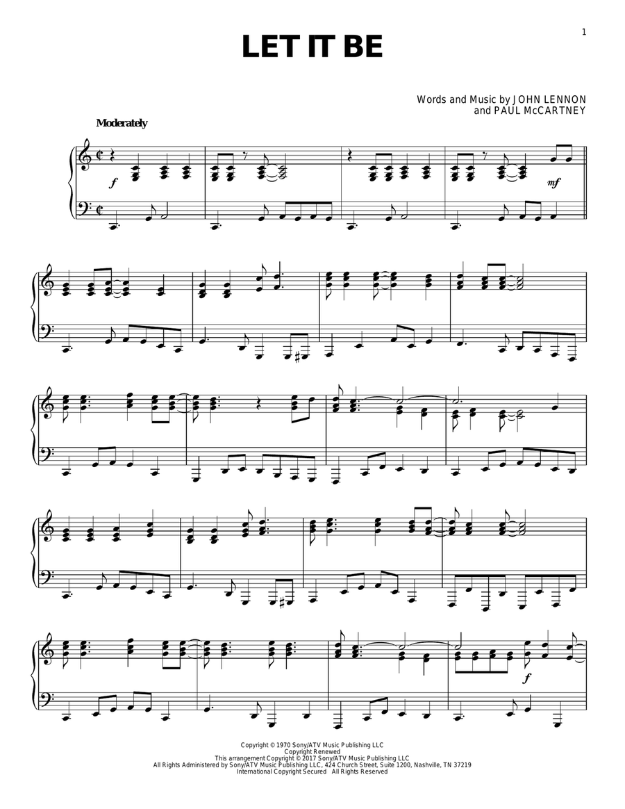 Let It Be Let It Be Piano Solo scores gallery preview page 1