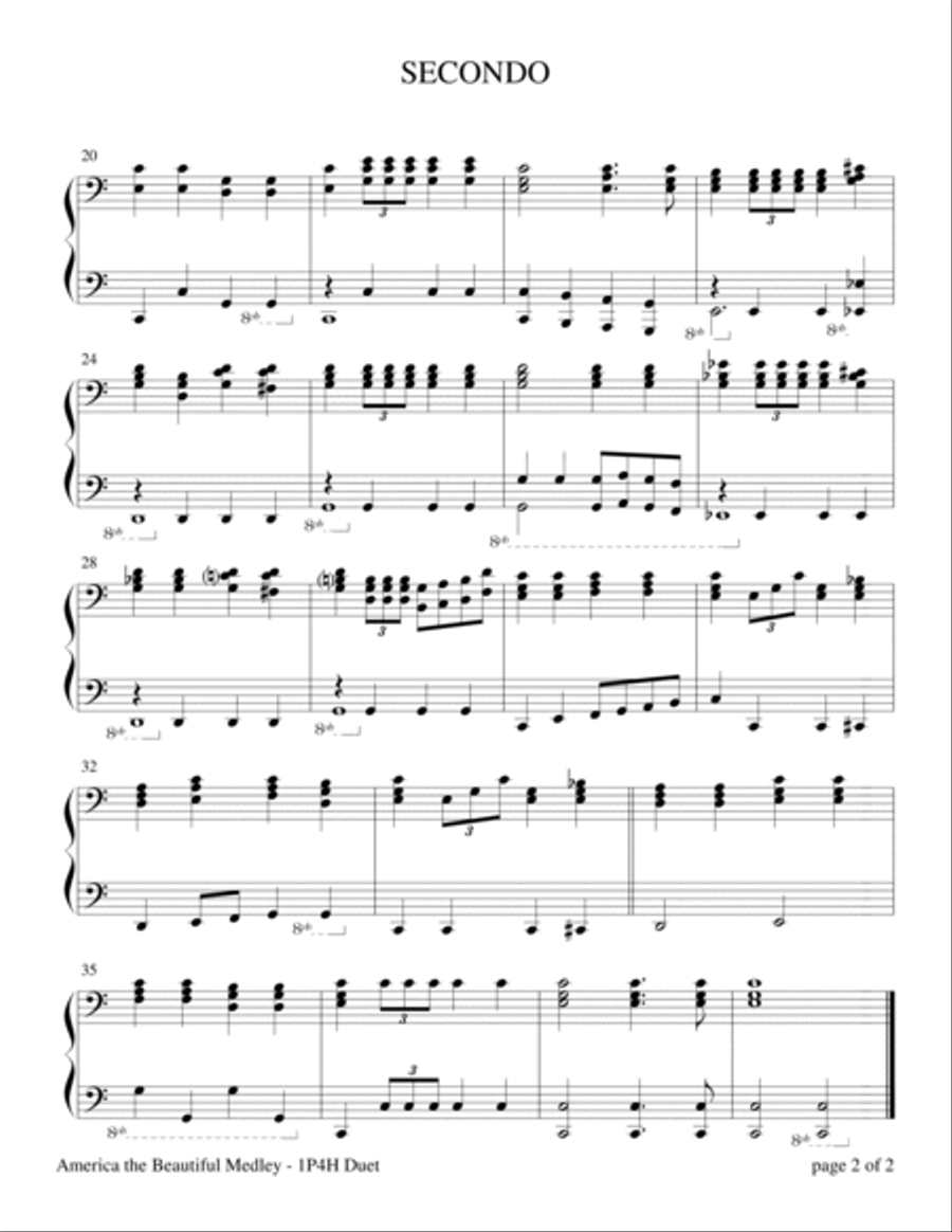 America the Beautiful Medley (1 Piano, 4 Hands Duet) Piano Method scores gallery preview page 4