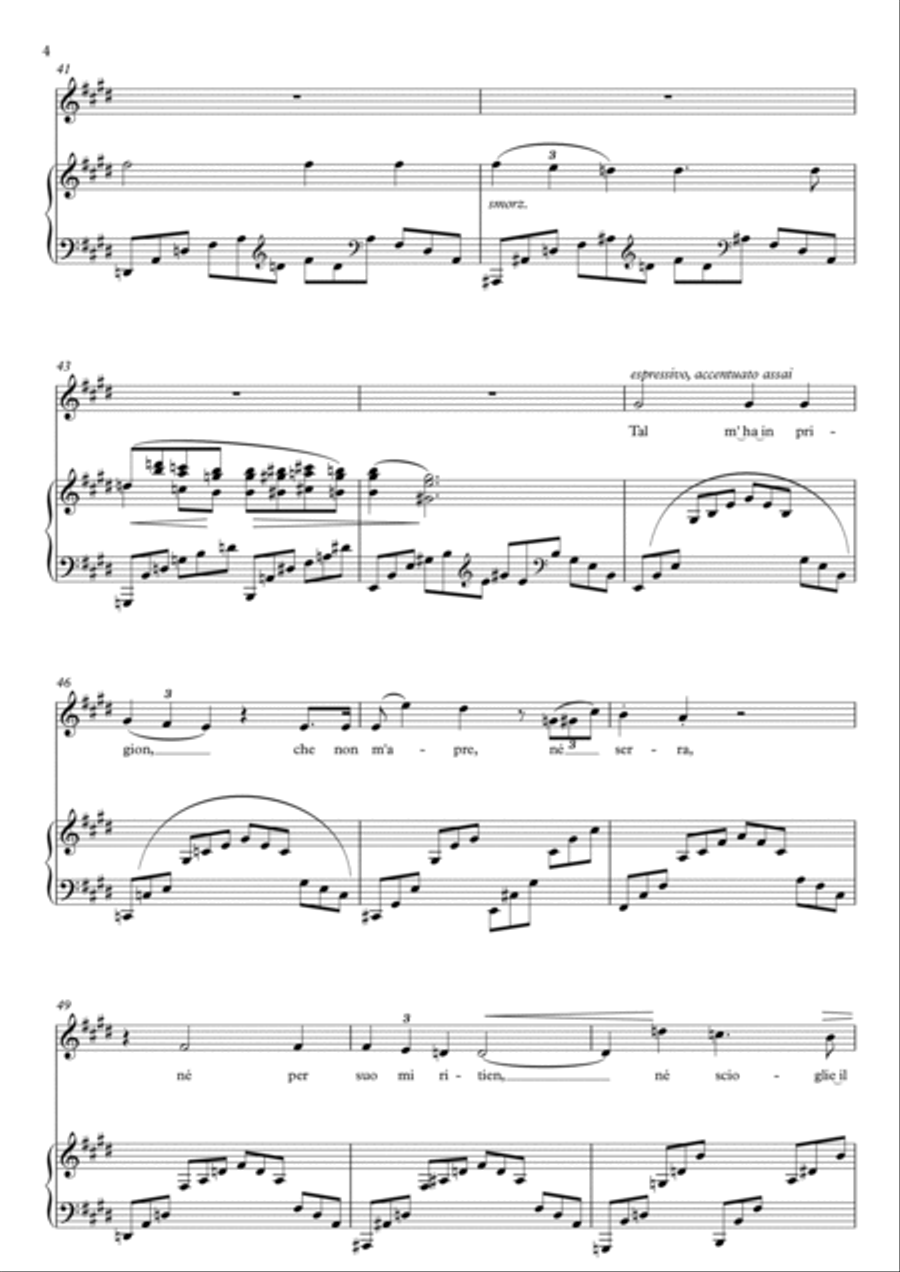 Tre Sonetti di Petrarca, Pace non trovo, E major, medium voice Medium Voice scores gallery preview page 4