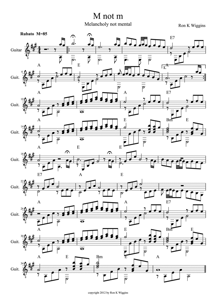 m not M Classical Guitar m not M Classical Guitar Acoustic Guitar scores gallery preview page 1