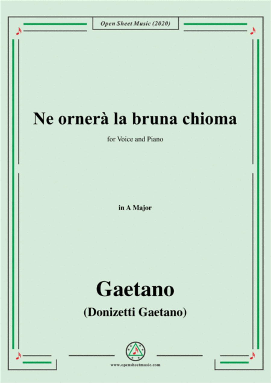 Donizetti-Ne ornera la bruna chioma,in A Major,for Voice and Piano Voice Solo scores gallery preview page 1
