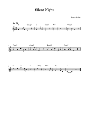 Silent Night - Main melody with chords for accompaniment