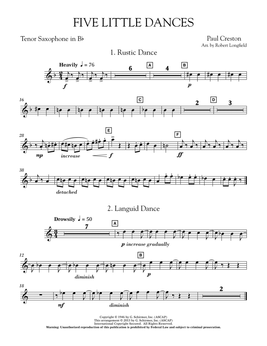 Five Little Dances - Bb Tenor Saxophone