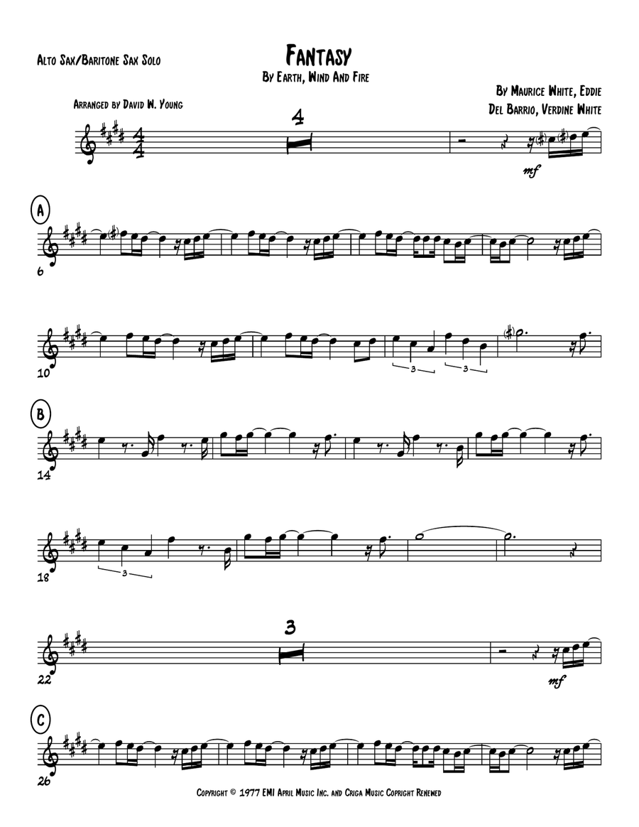 Fantasy Fantasy Alto Saxophone scores gallery preview page 1