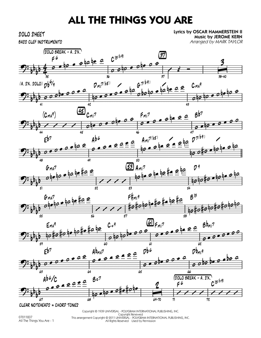 All The Things You Are - Bass Clef Solo Sheet Jazz Ensemble scores gallery preview page 1