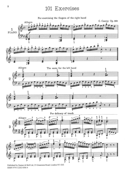 One Hundred and One Exercises, Op. 261