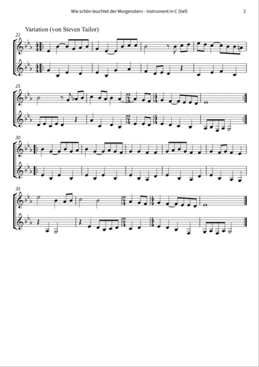 Wie schön leuchtet der Morgenstern String Duet scores gallery preview page 6