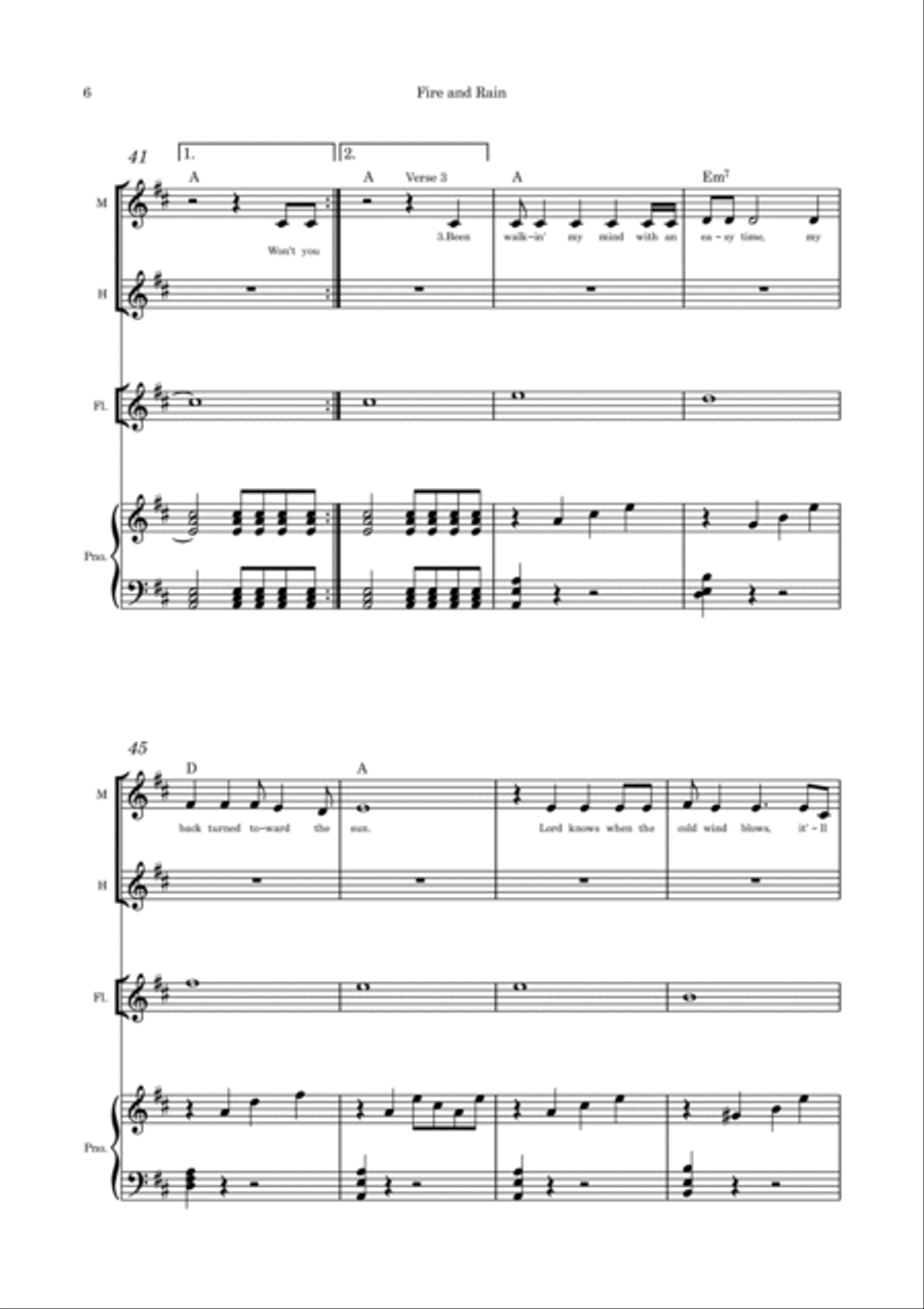 Fire And Rain Alto Voice scores gallery preview page 6