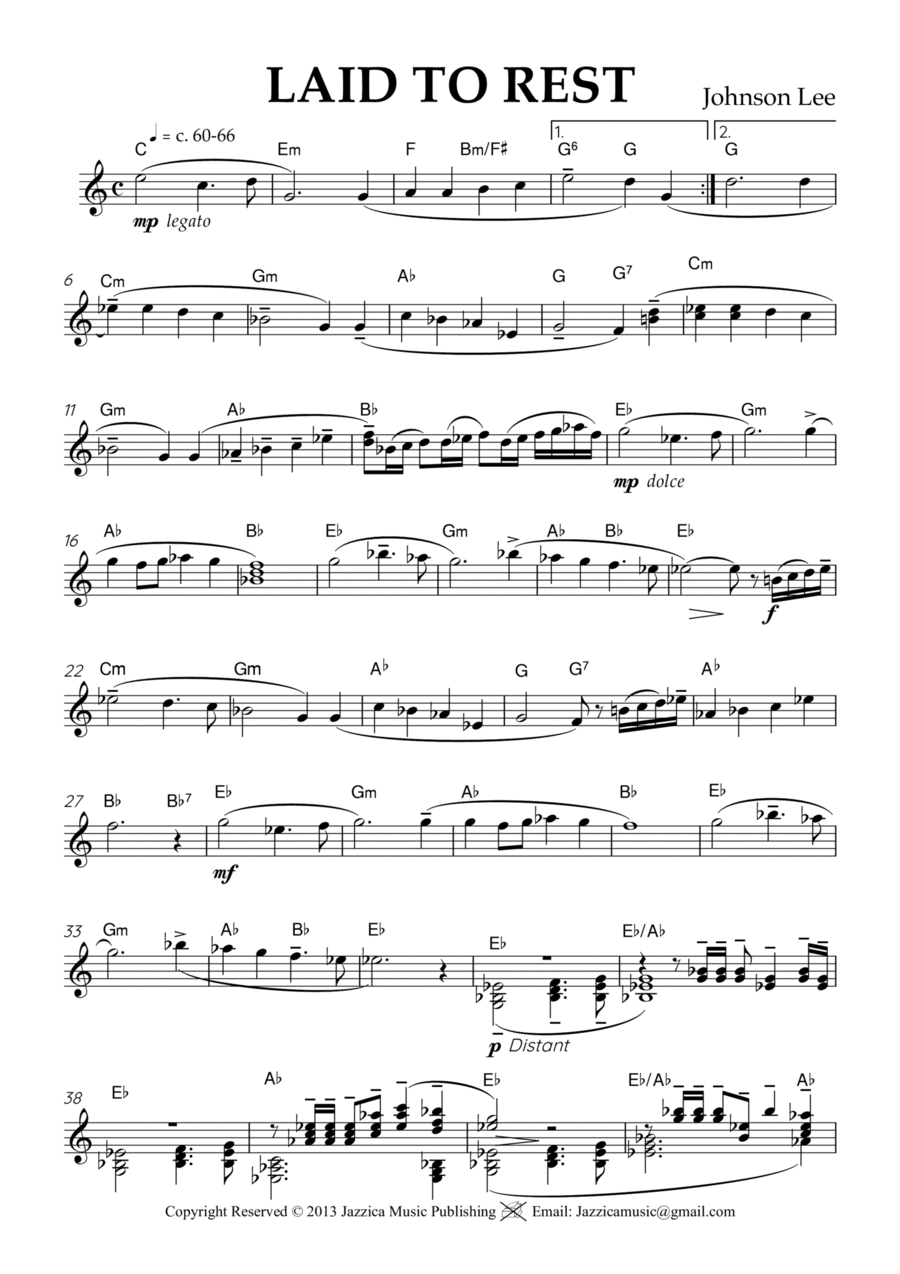 Laid To Rest - simple lead sheet Piano Solo scores gallery preview page 1