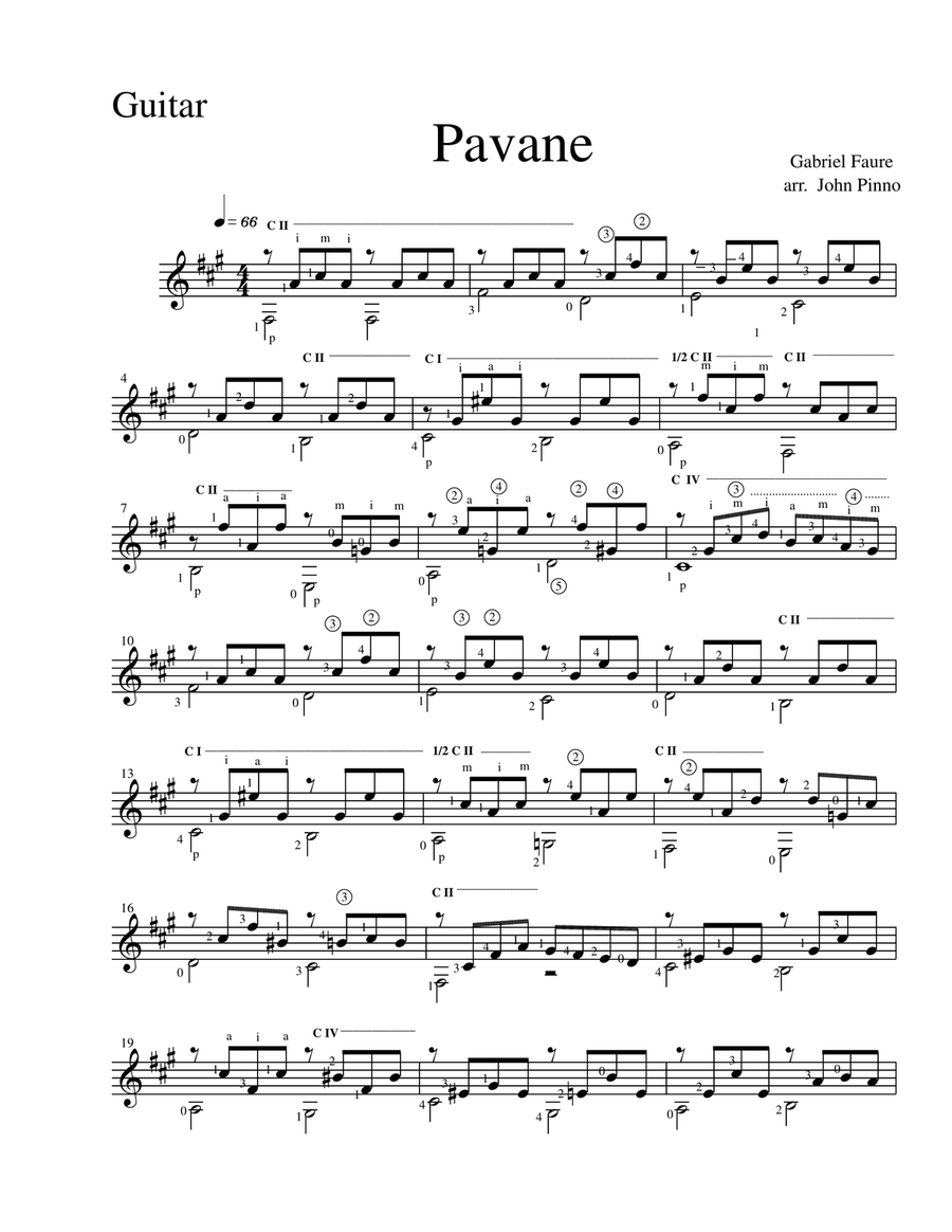Faure: Pavane for flute, violin, and classical guitar Small Ensemble scores gallery preview page 6