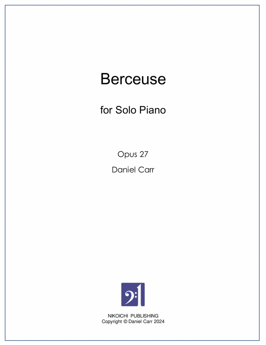 Berceuse for Solo Piano - Opus 27 Piano Solo scores gallery preview page 1