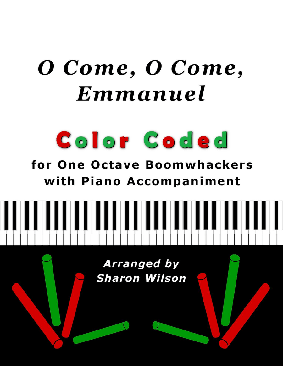 O Come, O Come, Emmanuel (Color Coded for One Octave Boomwhackers with Piano) Piano scores gallery preview page 1