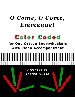 Book cover for O Come, O Come, Emmanuel (Color Coded for One Octave Boomwhackers with Piano)