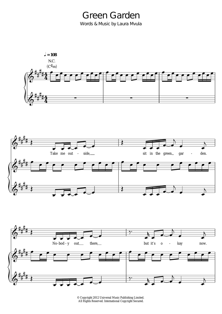 Green Garden Green Garden Piano, Vocal, Guitar scores gallery preview page 1