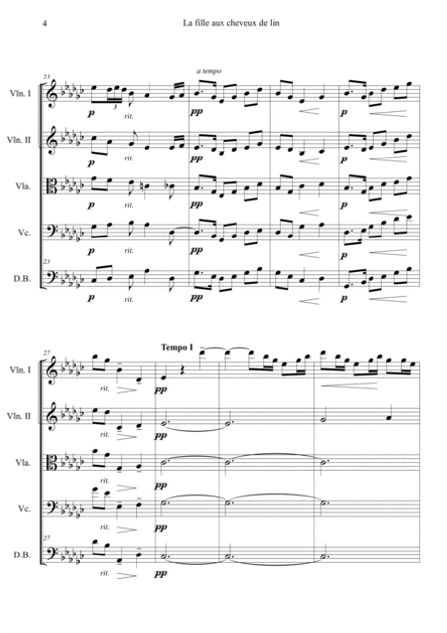 No.8 La Fille Aux Cheveux De Lin String Quintet scores gallery preview page 4