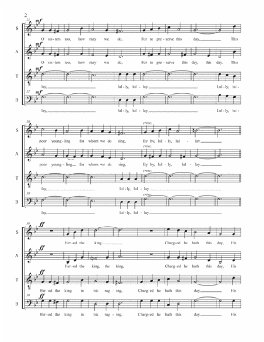 Coventry Carol (SATB, a cappella) arranged by Sarah Jaysmith (Traditional English carol) 4-Part scores gallery preview page 2