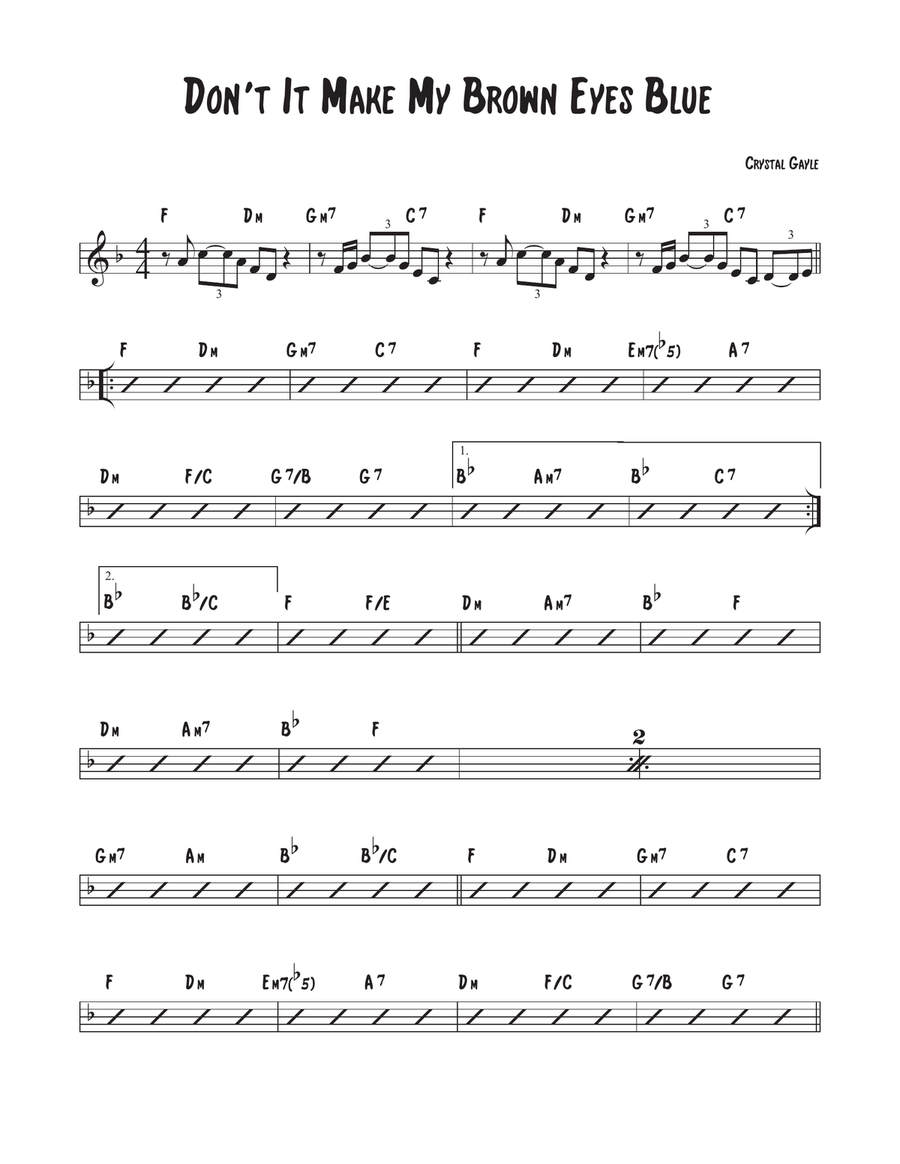 Don't It Make My Brown Eyes Blue Piano, Vocal scores gallery preview page 1