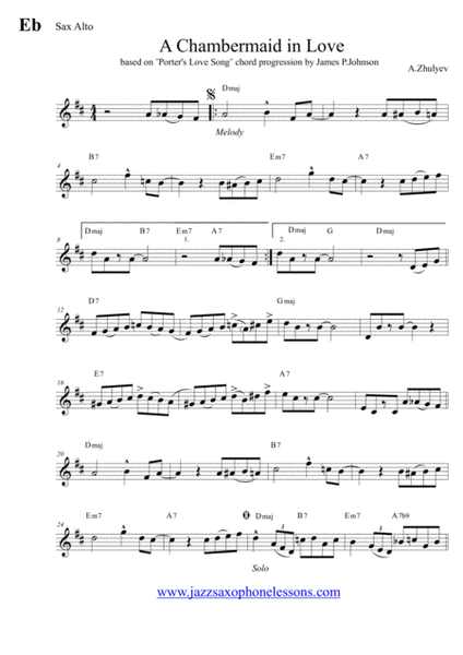 A Chambermaid in Love (PDF+MP3) for Eb saxophone Alto/Baritone image number null