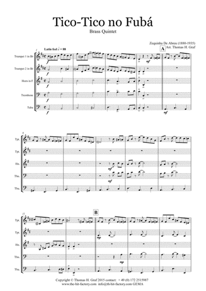 Tico-Tico no Fubá - Choro - Brass Quintet image number null