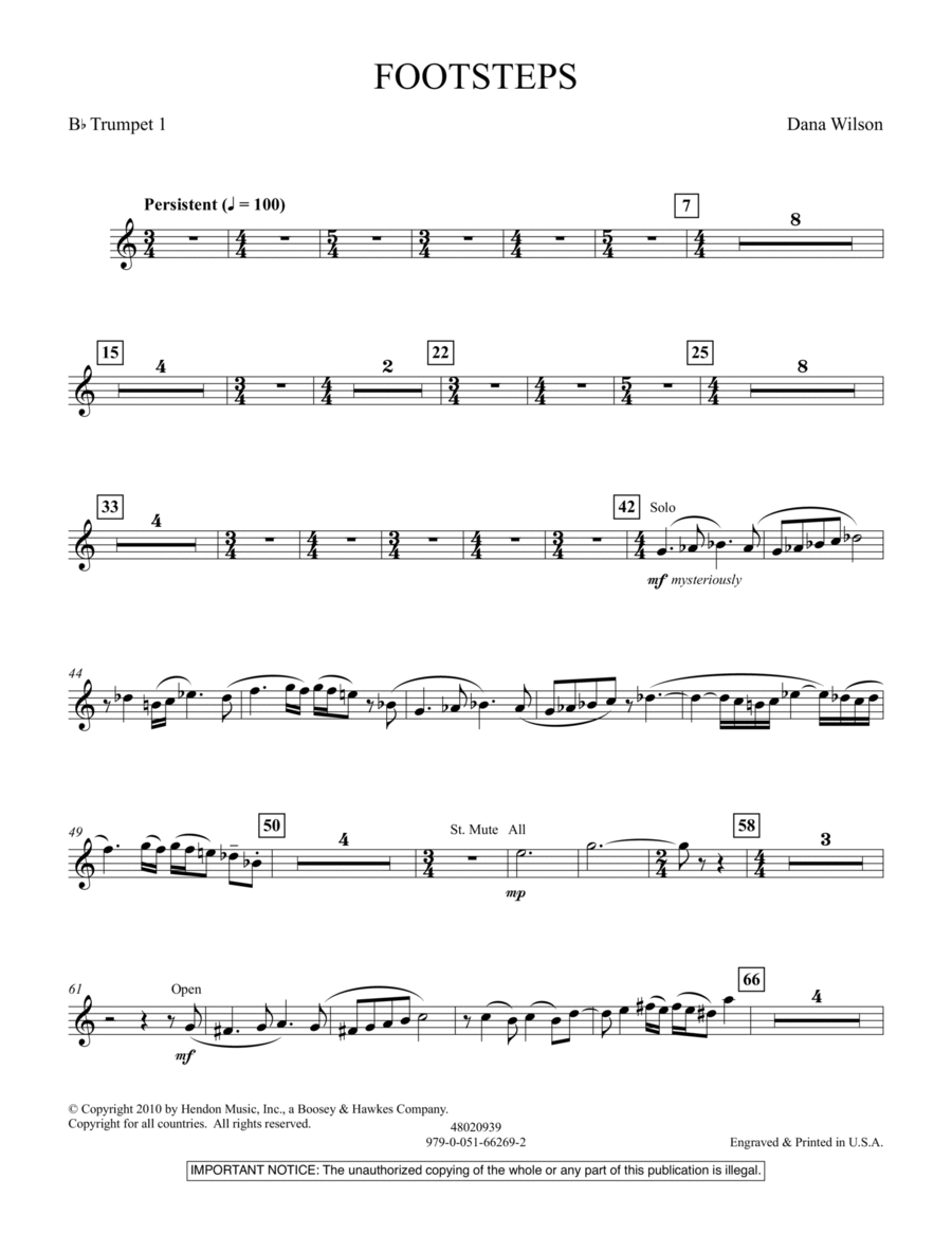 Footsteps - Bb Trumpet 1 B-Flat Trumpet scores gallery preview page 1