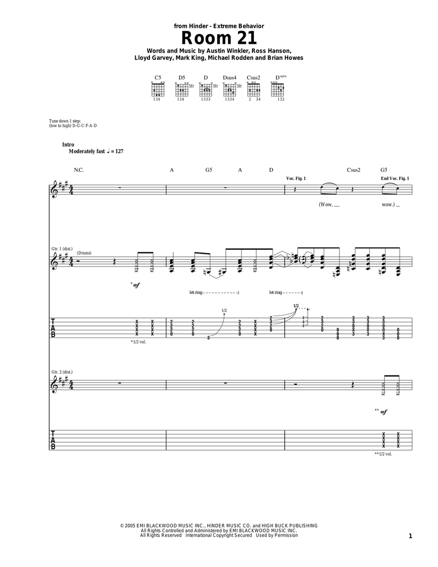 Room 21 Room 21 Acoustic Guitar scores gallery preview page 1