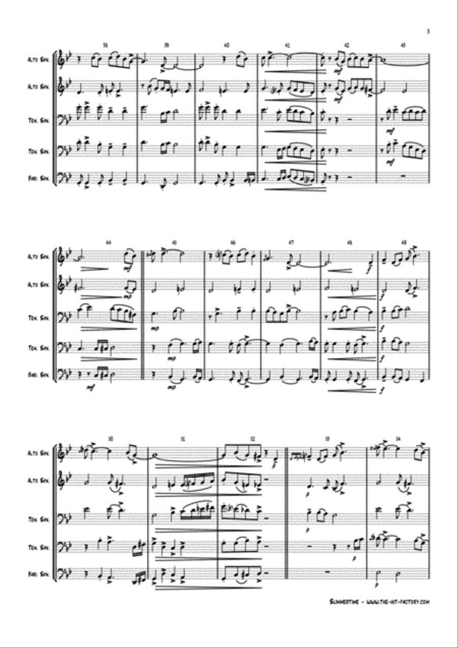 Summertime Saxophone Quintet scores gallery preview page 3