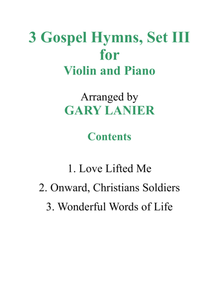 Gary Lanier: 3 GOSPEL HYMNS, SET III (Duets for Violin & Piano) image number null